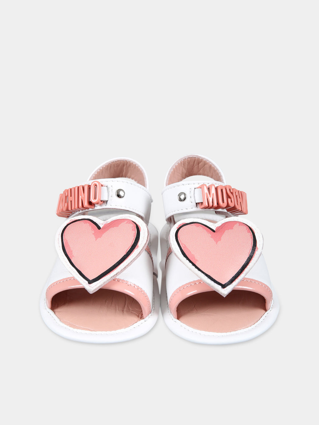 Sandali bianchi per neonata con cuore